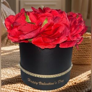 Valentine Day Red Floral Arrangement in Black Box